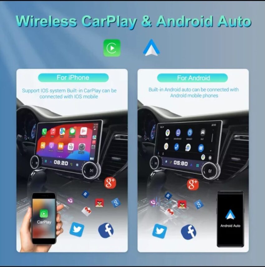 Gemstone dual knock 10.1 Q LED display Android auto Apple Car play wireless Android music system - Image 5