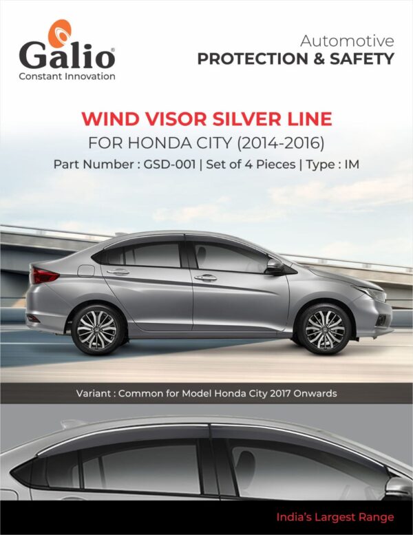 HONDA CITY (2014 TO 2016) WIND VISOR - SILVER LINE - IM - ID TECH SET OF 4 PCS