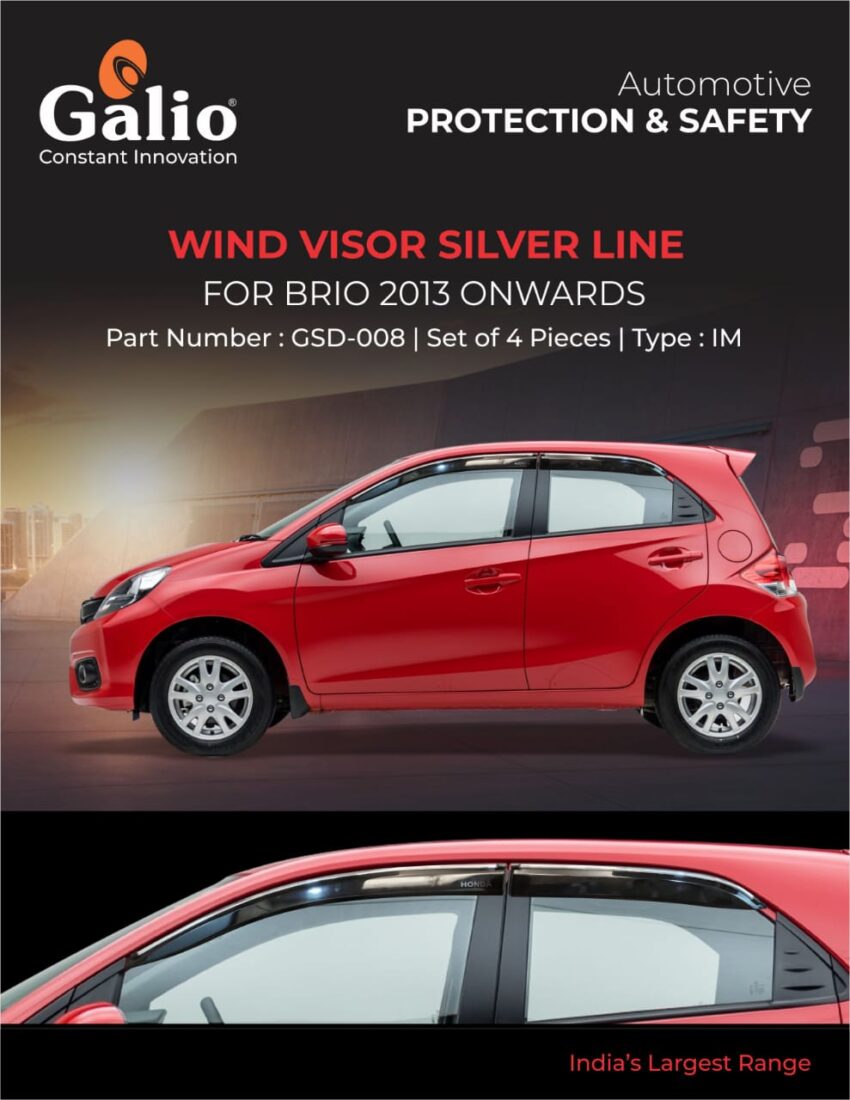 HONDA BRIO (2013 ONWARDS) WIND VISOR - SILVER LINE - IM SET OF 4 PCS