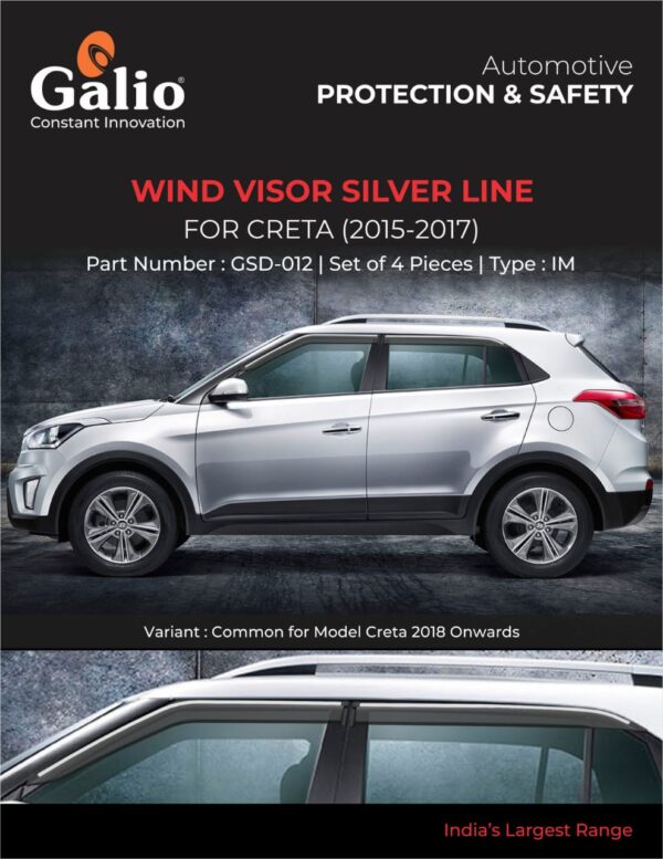 HYUNDAI CRETA (2015 TO 2017) WIND VISOR - SILVER LINE - IM SET OF 4 PCS