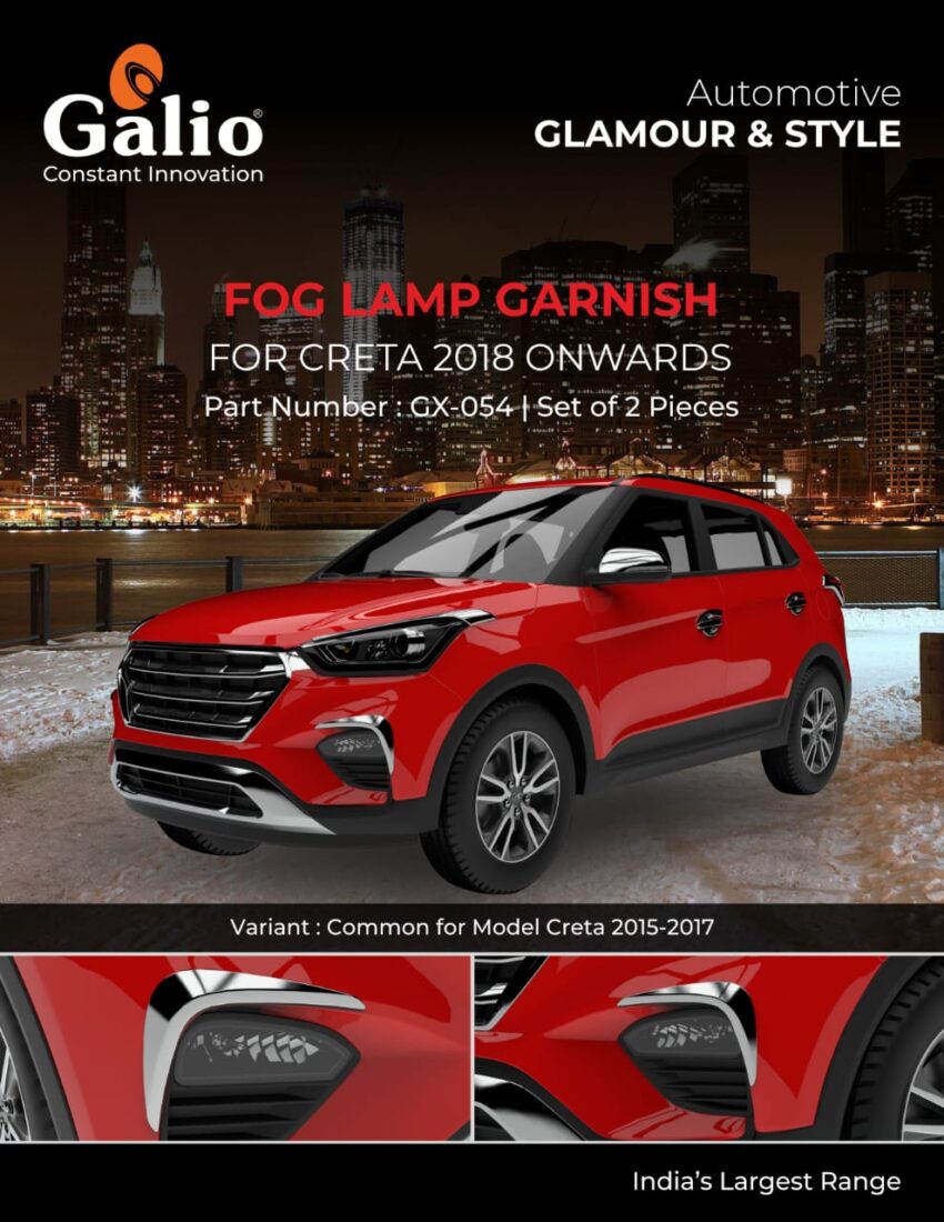 HYUNDAI CRETA (2018 TO 2019) FOG LAMP GARNISH – SET OF 2 PCS