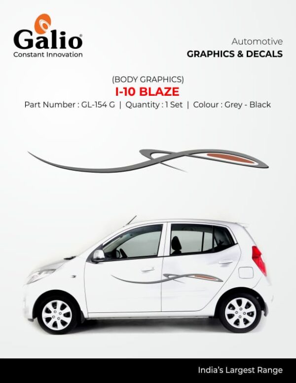 HYUNDAI I-10 (2007 TO 2009) BODY GRAPHICS - GREY-BLACK