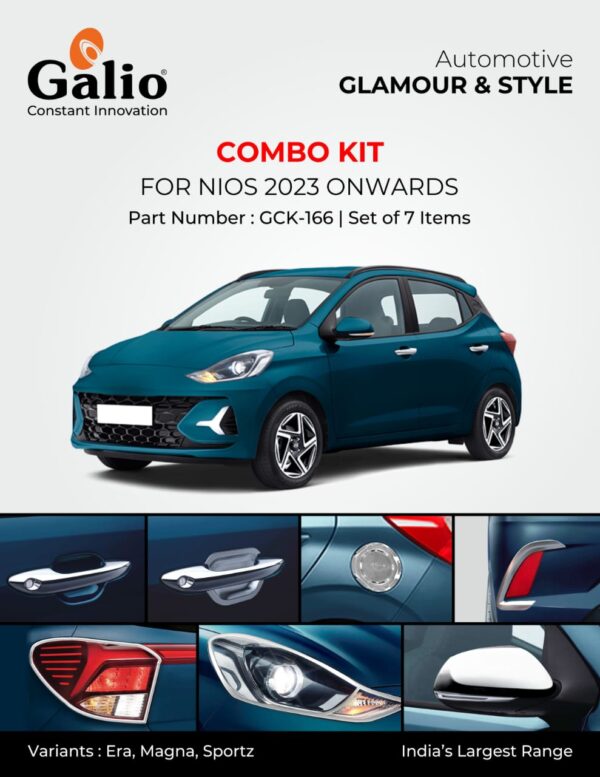 HYUNDAI I-10 GRAND NIOS (2023) COMBO KIT - CHROME FINISH SET OF 7 ITEMS