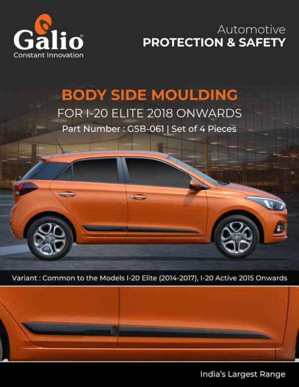 HYUNDAI I-20 ELITE (2018 ONWARDS) BODY SIDE MOULDING SET OF 4 PCS