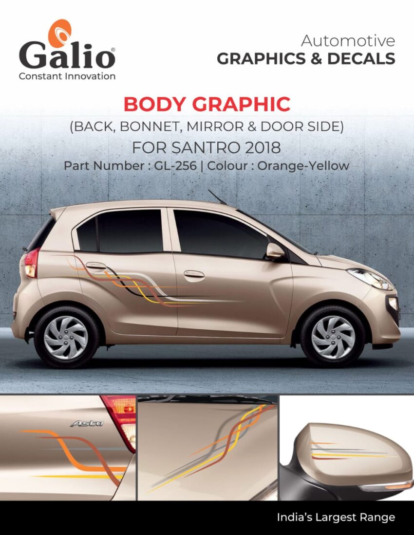 HYUNDAI SANTRO (2018 ONWARDS) BODY GRAPHICS - ORANGE YELLOW SET OF 2 PCS