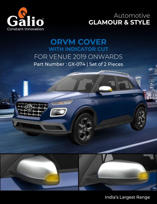 HYUNDAI VENUE (2019 ONWARDS) ORVM COVER WITH INDICATOR CUT SET OF 2 PCS