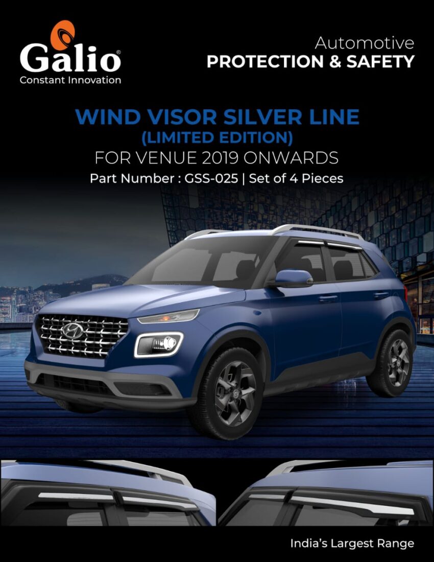 HYUNDAI VENUE (2019 ONWARDS) WIND VISOR - SILVER LINE - IM LIMITED EDITION SET OF 4 PCS