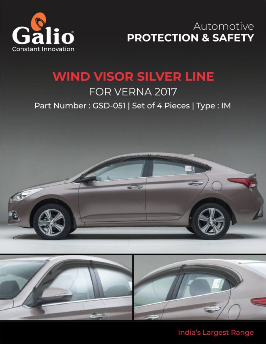 HYUNDAI VERNA (2017 ONWARDS) WIND VISOR - SILVER LINE - IM SET OF 4 PCS