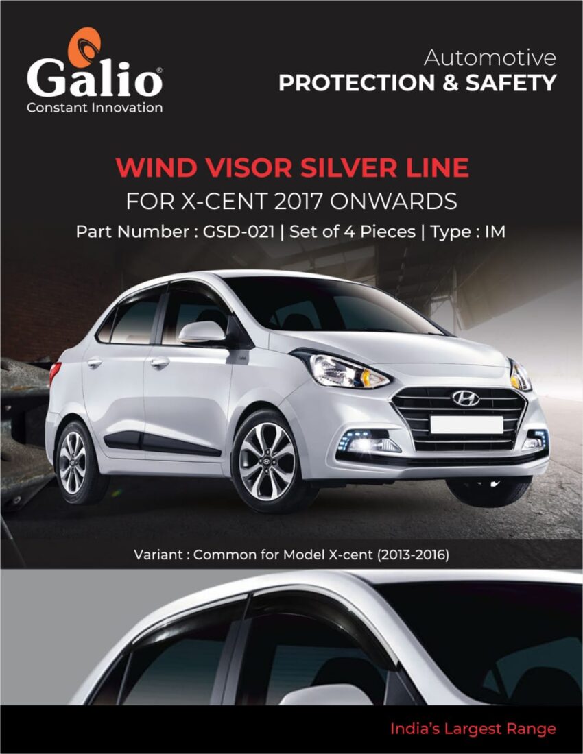 HYUNDAI X-CENT 2017 ONWARDS WIND VISOR - SILVER LINE - IM SET OF 4 PCS