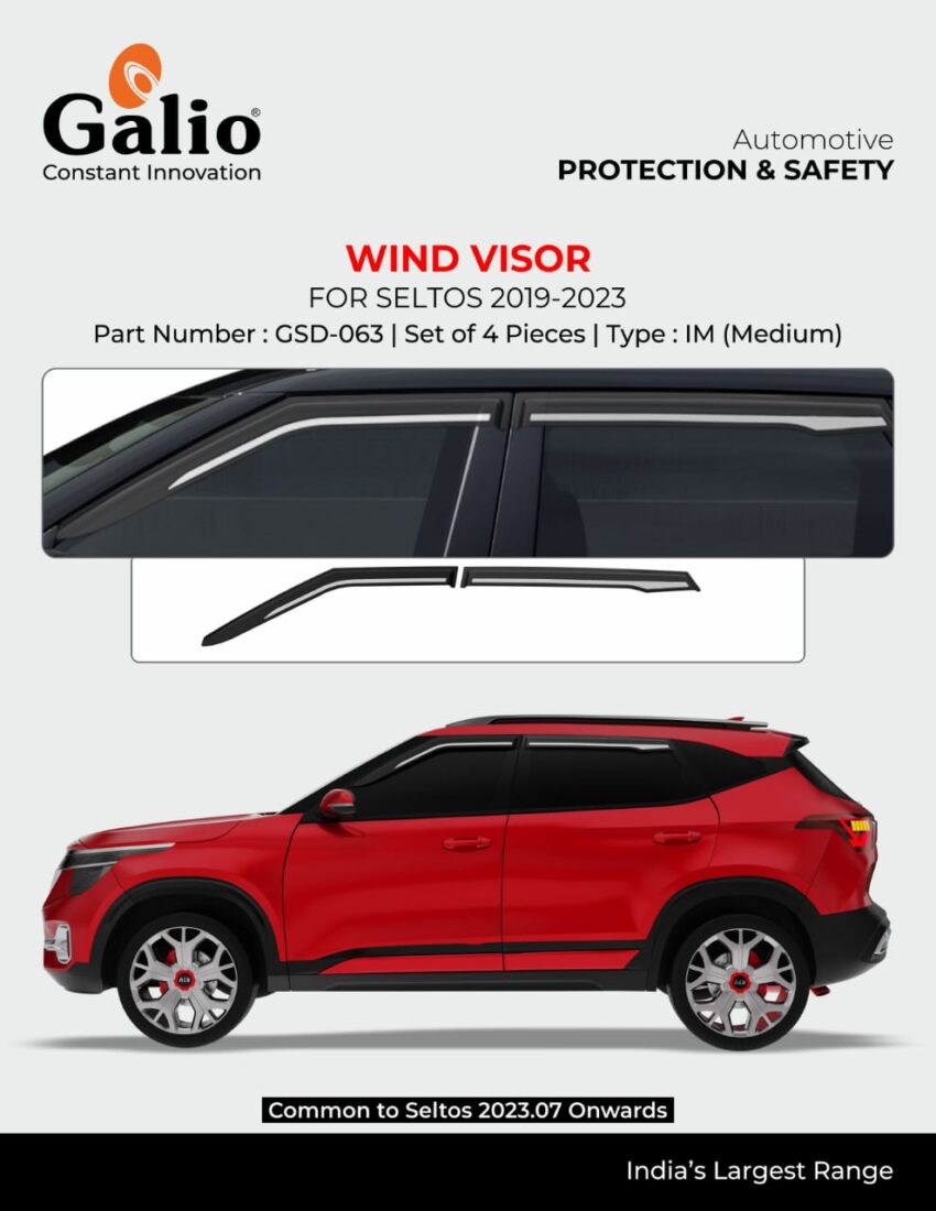 KIA SELTOS (2019–2023) WIND VISOR – SILVER LINE IM (MEDIUM) SET OF 4 PCS