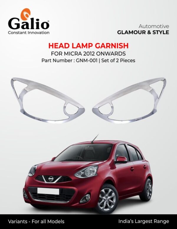 NISSAN MICRA (2012 ONWARDS) HEAD LAMP GARNISH SET OF 2 PCS