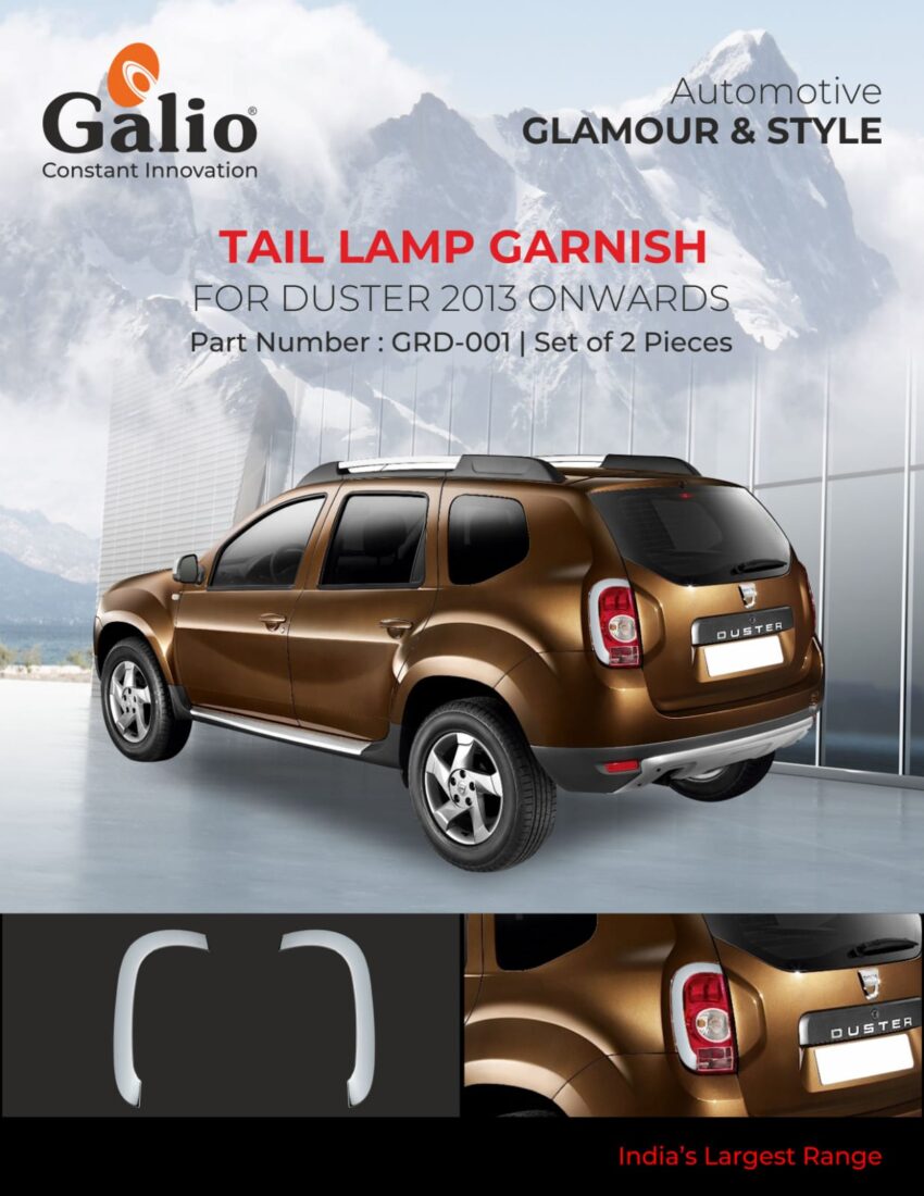 RENAULT DUSTER (2013 TO 2015) TAIL LAMP GARNISH CHROME SET OF 2 PCS