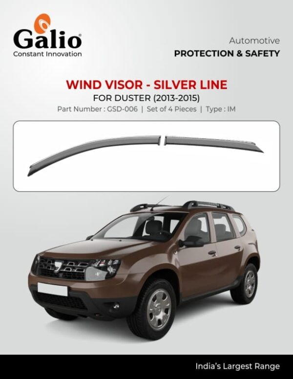 RENAULT DUSTER (2013 TO 2015) WIND VISOR - SILVER LINE - IM SET OF 4 PCS