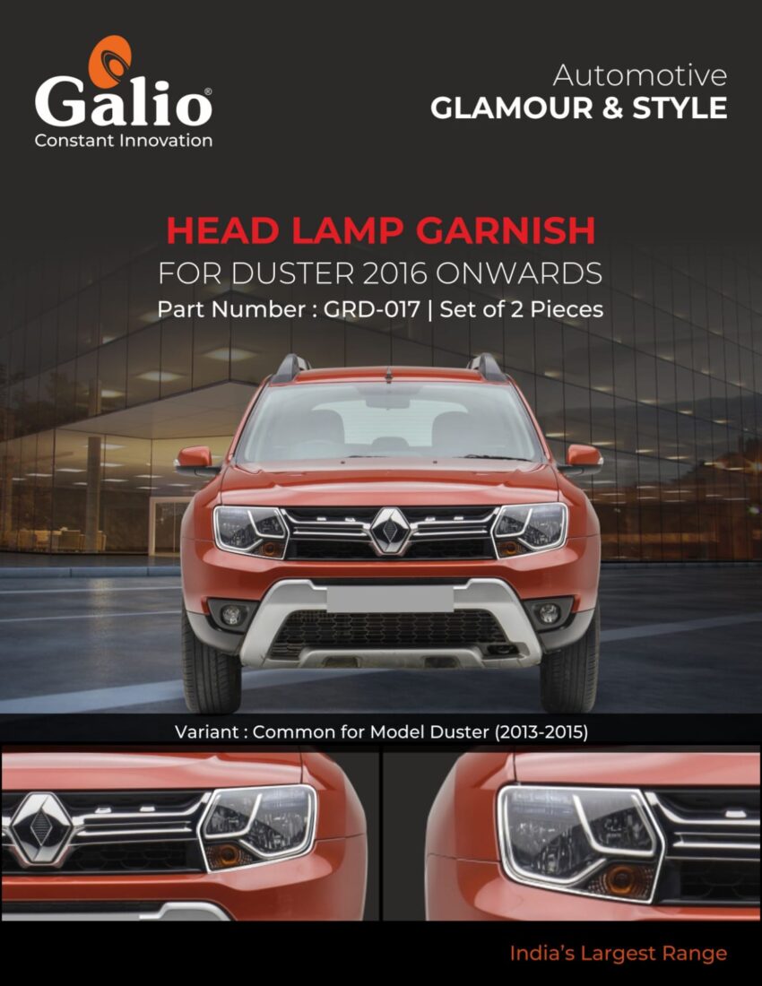 RENAULT DUSTER (2016 ONWARDS) HEAD LAMP GARNISH CHROME SET OF 2 PCS