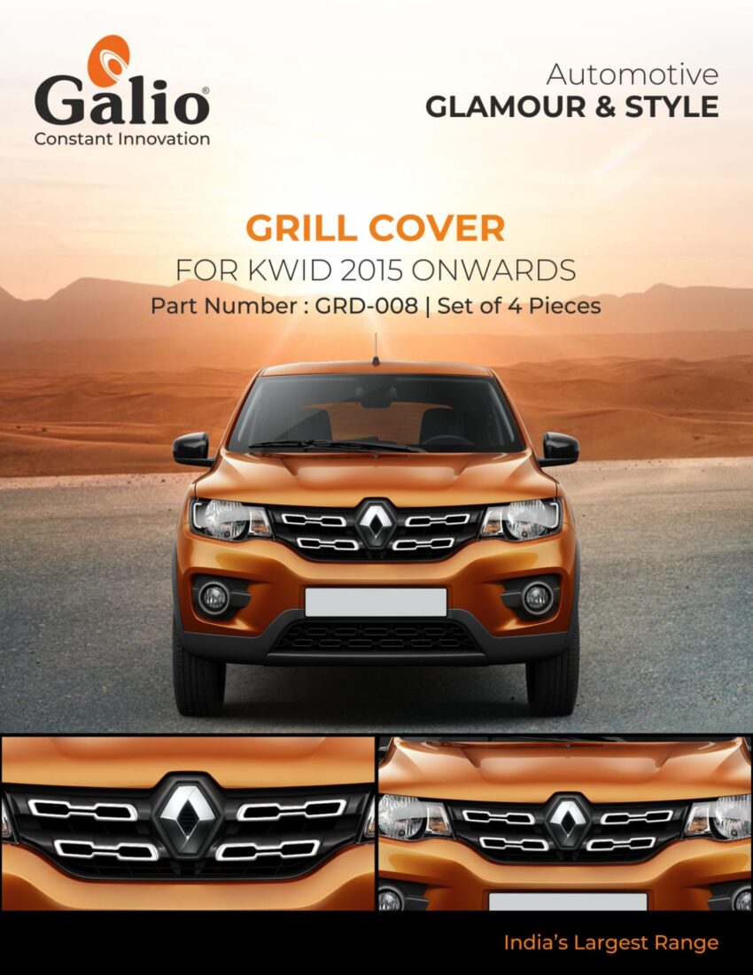 RENAULT KWID (2015 ONWARDS) GRILL COVER SET OF 4 PCS (NOT SUITABLE FOR 2018 MODEL)