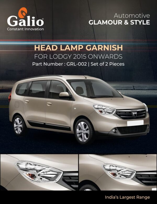 RENAULT LODGY (2015 ONWARDS) HEAD LAMP GARNISH CHROME SET OF 2 PCS
