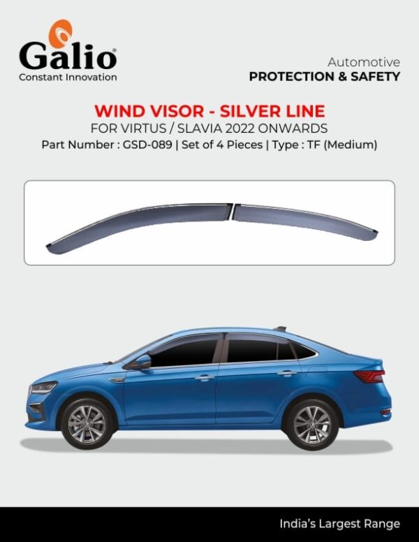SKODA SLAVIA (2022 ONWARDS) WIND VISOR SILVER LINE SET OF 4 PCS