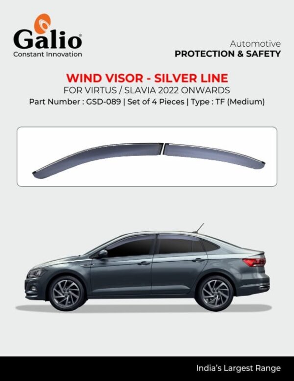 VOLKSWAGEN VIRTUS (2022 ONWARDS) WIND VISOR SILVER LINE SET OF 4 PCS