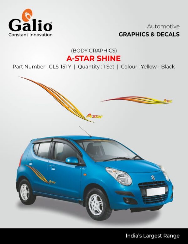 MARUTI SUZUKI A-STAR (2008 ONWARDS) BODY GRAPHICS A-STAR SHINE SET OF 1 SET