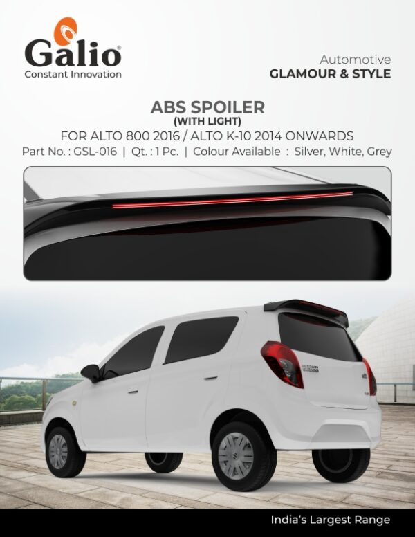 MARUTI SUZUKI ALTO 800 (2016 TO 2018) ABS SPOILER WITH LIGHT 1 UNIT