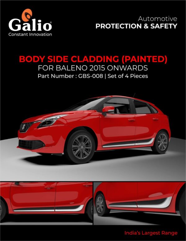 MARUTI SUZUKI BALENO (2015 ONWARDS) BODY SIDE CLADDING - PAINTED SET OF 4 PCS