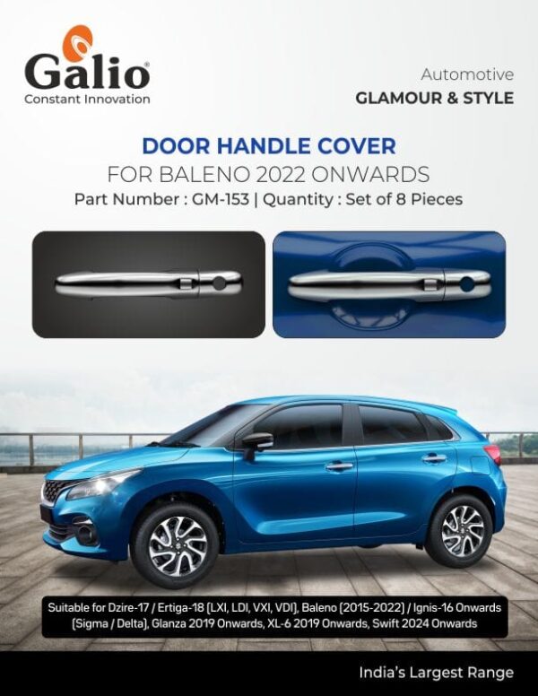 MARUTI SUZUKI BALENO (2015 ONWARDS) DOOR HANDLE COVER - CHROME SET OF 9 PCS