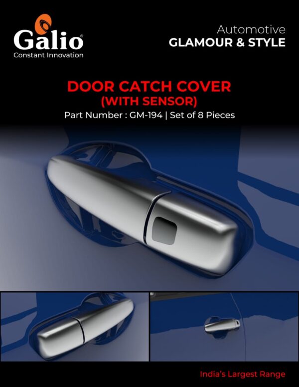 MARUTI SUZUKI BALENO (2015 ONWARDS) DOOR HANDLE COVER WITH SENSOR CUT - CHROME SET OF 8 PCS