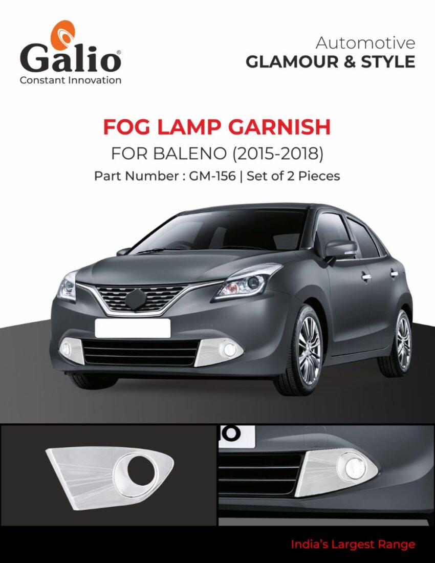 MARUTI SUZUKI BALENO (2015 ONWARDS) FOG LAMP GARNISH - CHROME SET OF 2 PCS