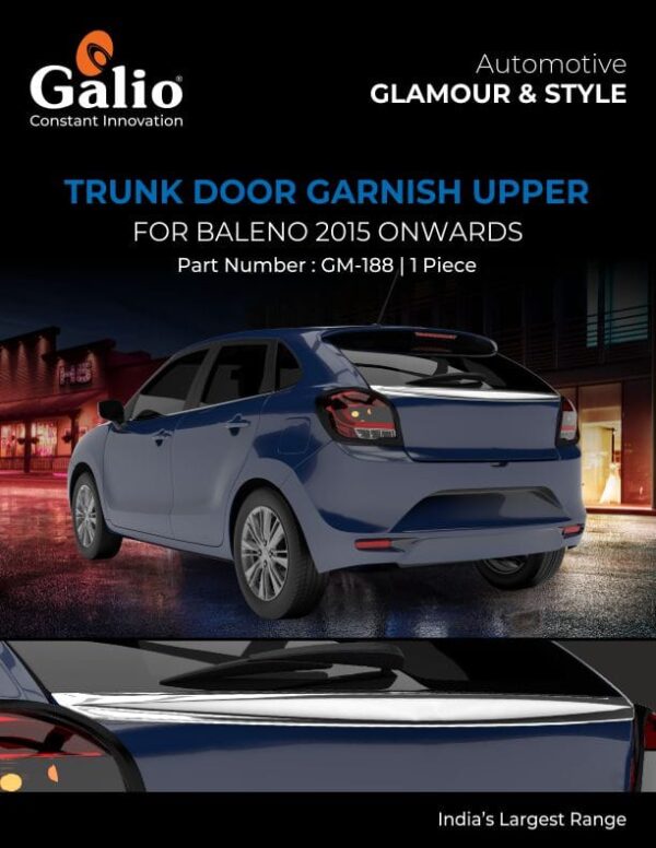 MARUTI SUZUKI BALENO (2015 ONWARDS) TRUNK DOOR GARNISH UPPER - CHROME 1 PIECE