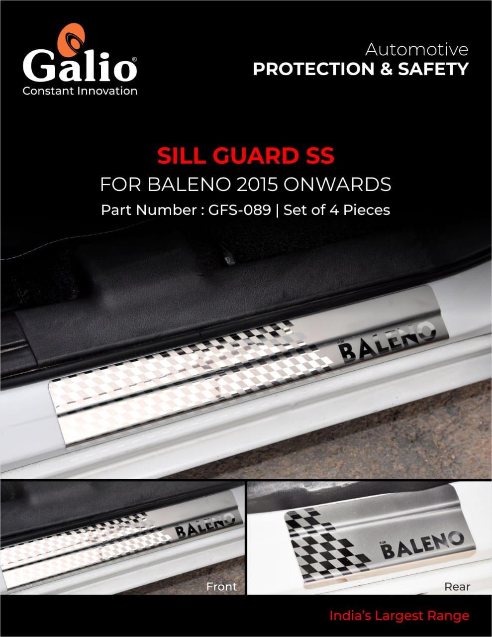 MARUTI SUZUKI BALENO (2015 ONWARDS) SILL GUARD SS SET OF 4 PCS