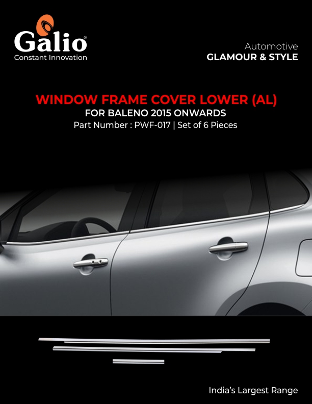 MARUTI SUZUKI BALENO (2015 ONWARDS) WINDOW FRAME COVER LOWER (ALUMINIUM) SET OF 6 PCS