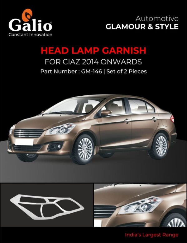 MARUTI SUZUKI CIAZ (2014 ONWARDS) HEAD LAMP GARNISH SET OF 2 PCS
