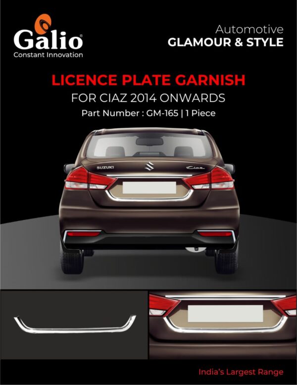 MARUTI SUZUKI CIAZ (2014 ONWARDS) LICENCE PLATE GARNISH 1 PIECE