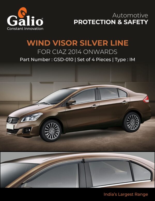 MARUTI SUZUKI CIAZ (2014 ONWARDS) WIND VISOR - SILVER LINE - IM SET OF 4 PCS