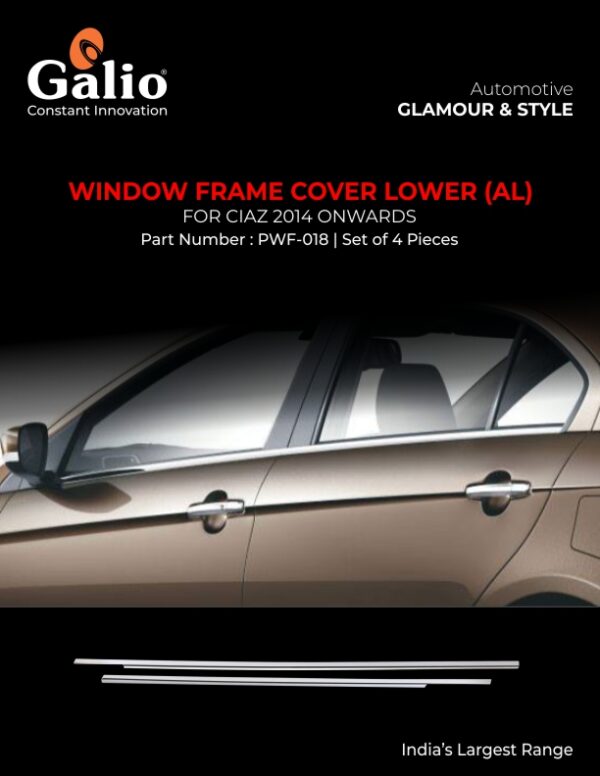 MARUTI SUZUKI CIAZ (2014 ONWARDS) WINDOW FRAME COVER LOWER (ALUMINIUM) SET OF 4 PCS
