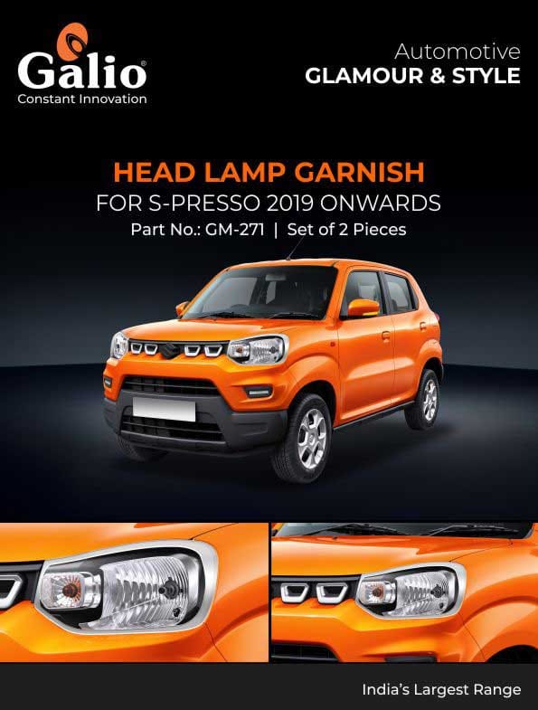 MARUTI SUZUKI S-PRESSO (2019 ONWARDS) HEAD LAMP GARNISH CHROME SET OF 2 PCS