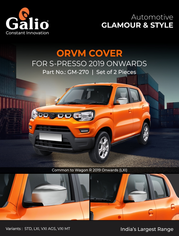 MARUTI SUZUKI S-PRESSO (2019 ONWARDS) ORVM COVER CHROME SET OF 2 PCS