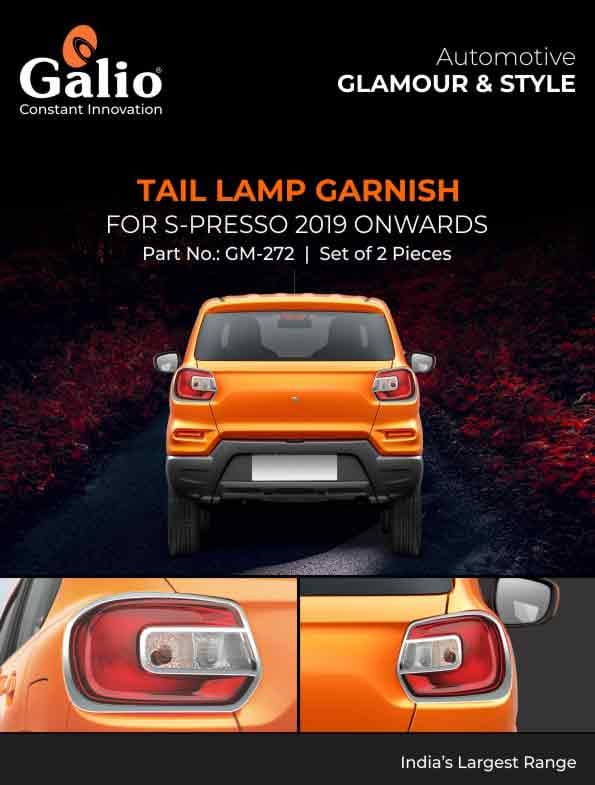 MARUTI SUZUKI S-PRESSO (2019 ONWARDS) TAIL LAMP GARNISH CHROME SET OF 2 PCS