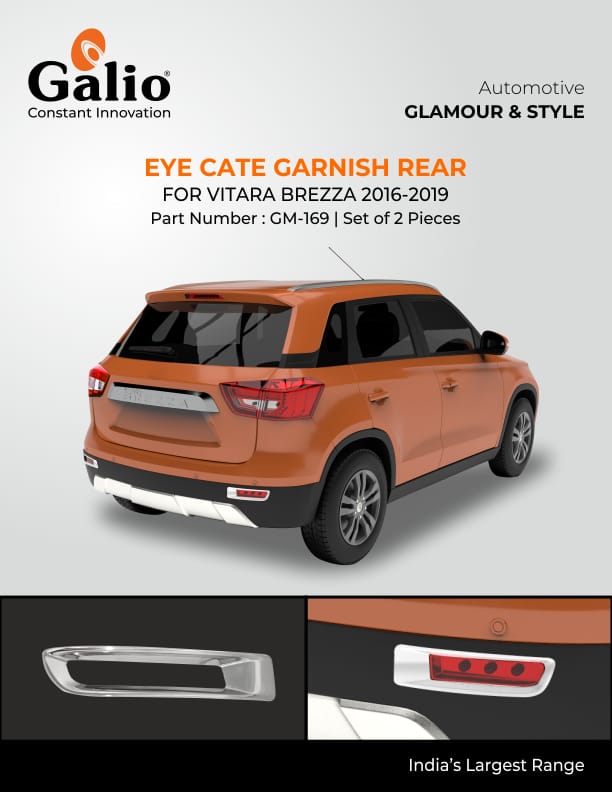 MARUTI SUZUKI BREZZA 2016 TO 2019 EYE CATE REAR CHROME GARNISH SET OF 2 PCS