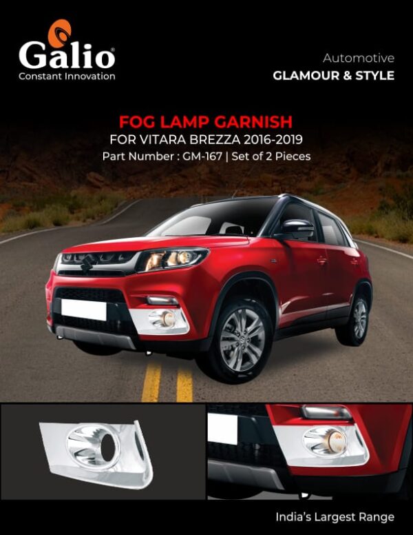 MARUTI SUZUKI BREZZA 2016 TO 2019 FOG LAMP CHROME GARNISH SET OF 2 PCS