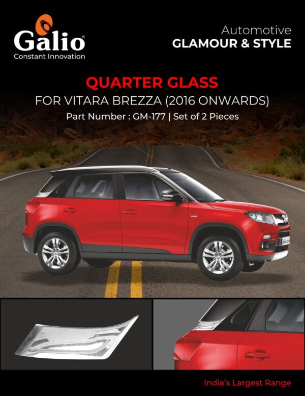 MARUTI SUZUKI BREZZA 2016 TO 2019 QUARTER GLASS CHROME GARNISH SET OF 2 PCS