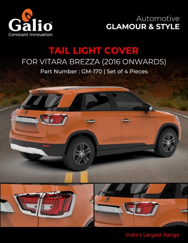 MARUTI SUZUKI BREZZA 2016 TO 2019 TAIL LAMP CHROME GARNISH SET OF 4 PCS
