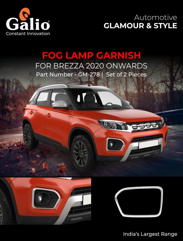 MARUTI SUZUKI BREZZA 2020 ONWARDS FOG LAMP GARNISH CHROME SET OF 2 PCS