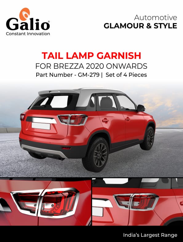 MARUTI SUZUKI BREZZA 2020 ONWARDS TAIL LAMP GARNISH CHROME SET OF 4 PCS