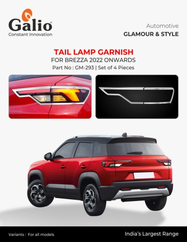 MARUTI SUZUKI BREZZA 2022 ONWARDS TAIL LAMP GARNISH CHROME SET OF 4 PCS