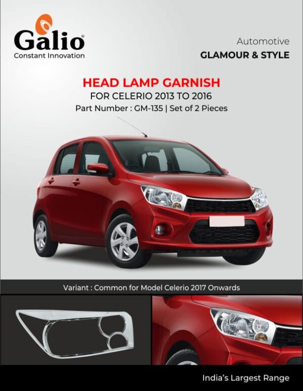 MARUTI SUZUKI CELERIO (2013 TO 2016) HEAD LAMP GARNISH – CHROME FINISH – SET OF 2 PCS