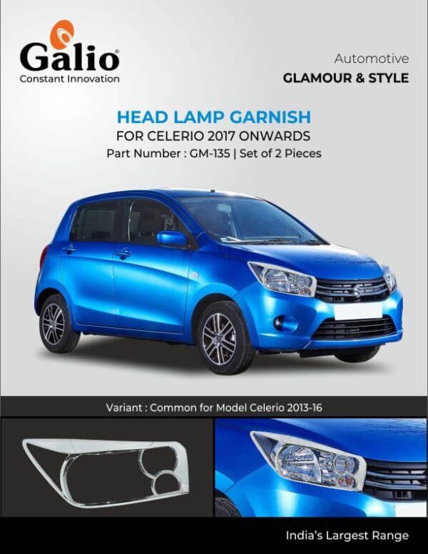 MARUTI SUZUKI CELERIO (2017 ONWARDS) HEAD LAMP GARNISH - CHROME FINISH - SET OF 2 PCS