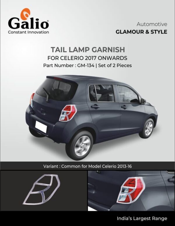 MARUTI SUZUKI CELERIO (2017 ONWARDS) TAIL LAMP GARNISH - CHROME FINISH - SET OF 2 PCS