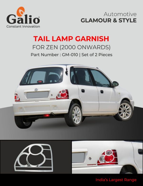 MARUTI SUZUKI ZEN (2000 ONWARDS) TAIL LAMP GARNISH – CHROME – SET OF 2 PCS