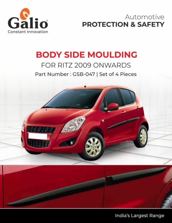 MARUTI SUZUKI RITZ 2009 ONWARDS BODY SIDE MOULDING – SET OF 6 PCS (DOOR GUARD PROTECTION STRIP)